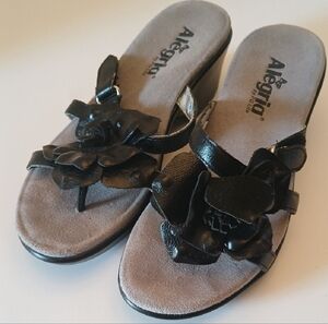 Alegria Women's Black Floral Sandals